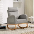 thumbnail image 1 of Rocking Chair, Upholstered Glider Chair with Side Pocket, Nursery Chair with High Backrest and Rubber Wood Legs, Rocking Accent Armchair for Living Room Bedroom Nursery, 1 of 9