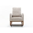 thumbnail image 1 of Rocking Chair, Upholstered High Back Comfy Accent Armchair Wooden Rocking Chair with Solid Wood Base and Thick Cushion Mid-Century Modern Fabric Glider Rocker Chair for Living Room Bedroom, 1 of 7