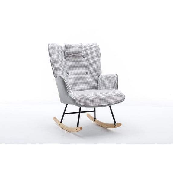 Rocking Chair, Wingback Glider Rocker, Accent Arm Chair for Living Room ...