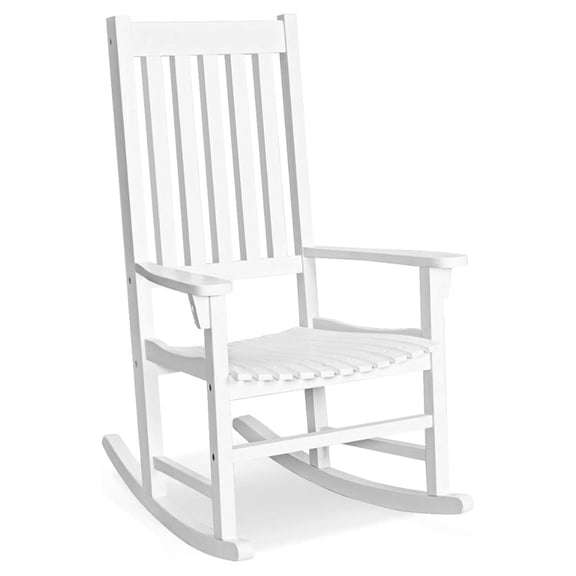 Rocking Chair Wood Frame Outdoor& Indoor for Garden, Lawn, Balcony, Backyard and Patio Porch Rocker (1, White)