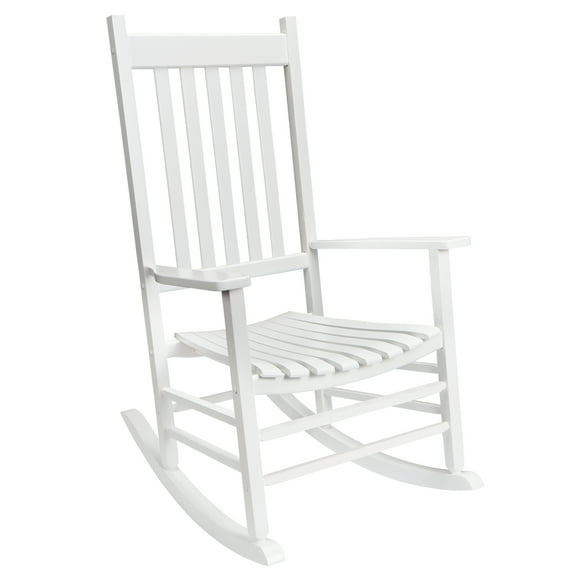 Patio Rocking Chair, Outdoor Rocking Chair, Wood Porch Rocker, Wooden Rocking Chair for Adult for Garden, Lawn, Balcony, Backyard and Patio (1 White)