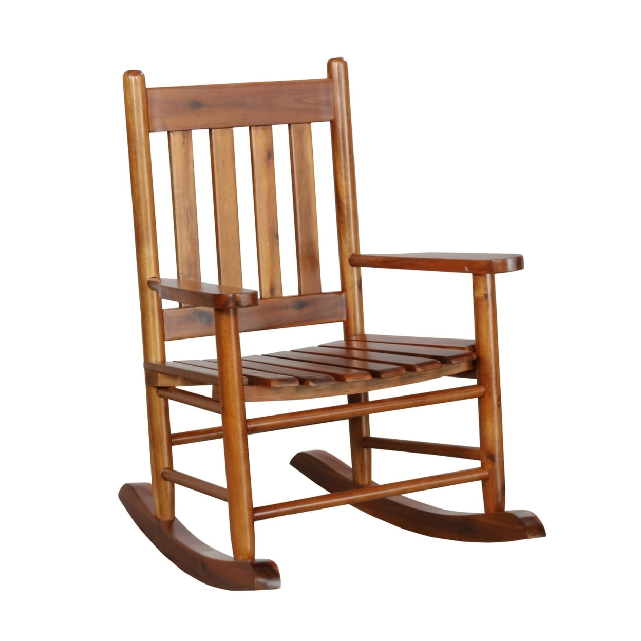 Slotted Rocking Chair Rocking Chair with Slatted Design Back and Seat Brown - Walmart.com