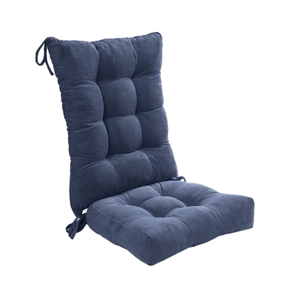 Millsilo 38" x 17" x 3" Indoor Tufted Rocking Chair Cushion & Seat Pad with Non-Slip Base & Secure Ties — Navy Blue