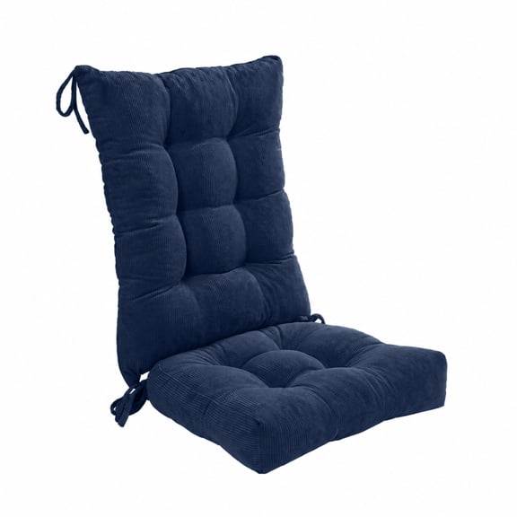 Millsilo 38" x 17" x 3" Indoor Tufted Rocking Chair Cushion & Seat Pad with Non-Slip Base & Secure Ties — Navy Blue