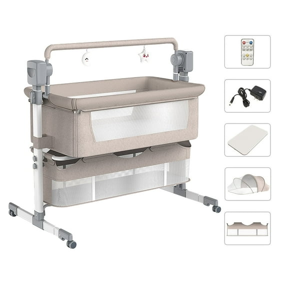Baby Bassinet Newborn Bedside Sleeper Rocking Bassinet Folding Portable Travel Crib Infant Cradle