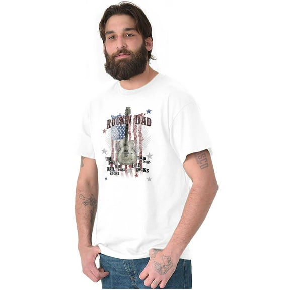 Rocking Dad Guitar American Flag Men's Graphic T Shirt Tees Brisco Brands L