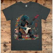 BUNDLE01 Rocking Dino T-Shirt, Music Lover Shirt, Godzilla Guitar Tee, Colorful Dinosaur Top, Unisex Heavy Cotton Tee
