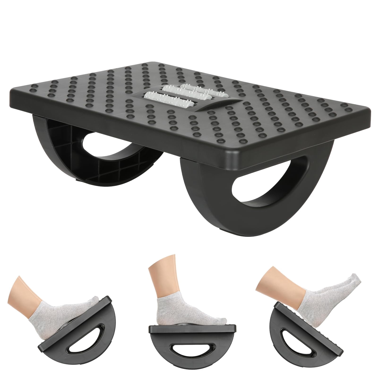 LITUEPET Rocking Foot Rest, Ergonomic Foot Stool with Massage Rollers ...