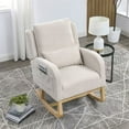 thumbnail image 1 of Rocking Glider Chair for Nursery, Wingback Accent Rocker Chair with Lumbar Pillow and 2 Side Pockets, 27.5"W Modern High Back Upholstered Armchair Leisure Single Sofa for Living Room, Beige, 1 of 7