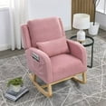thumbnail image 1 of Rocking Glider Chair for Nursery, Wingback Teddy Accent Rocker Chair with Lumbar Pillow and 2 Side Pockets, 27.5"W Modern High Back Upholstered Armchair Leisure Single Sofa for Living Room, Pink, 1 of 7