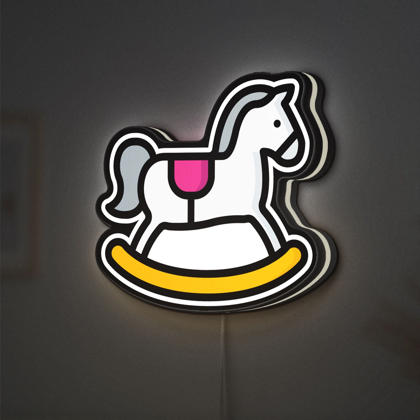 Box Rocking Horse Rocking Horse 3D Novelty Light Box, Cozy Bedroom Decor, Ideal, Ideal ...