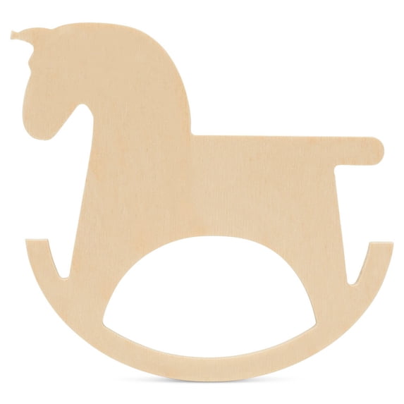 Rocking Horse Cutouts 8-inch, Pack of 5 Unfinished Wood Crafts Blank, Small Wooden Shapes for Crafts & Party Decor, by Woodpeckers