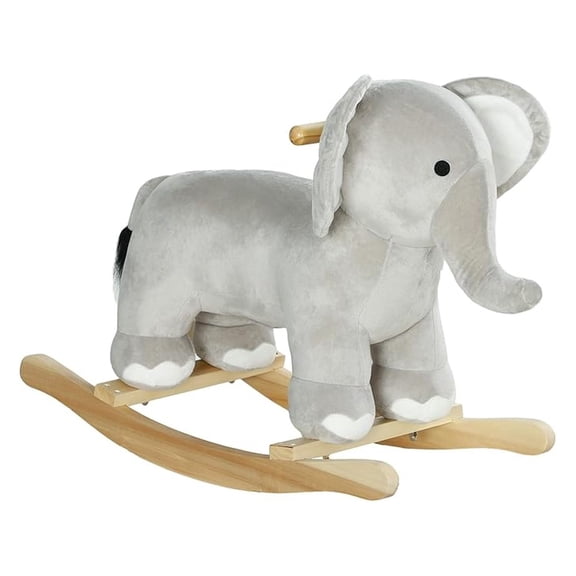 Rocking Horse, Rocking Animal, Rocker with Realistic Sounds, Plush Ride on Toy for Years 2-4, Gray