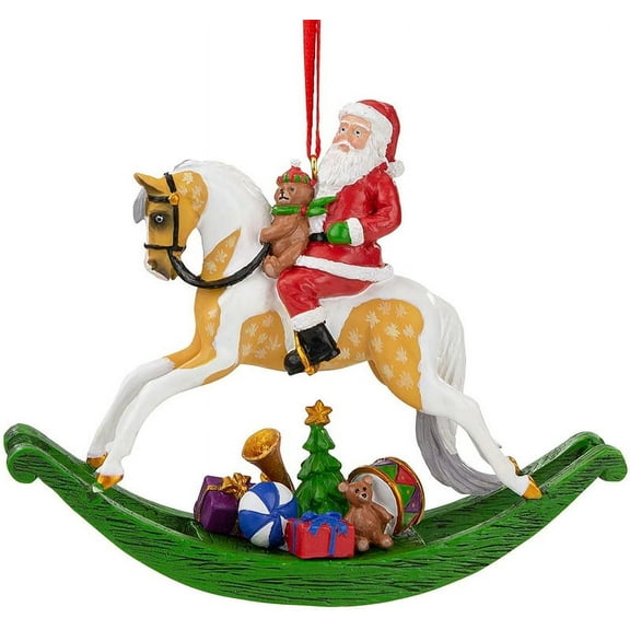 Rocking Horse Santa Ornament