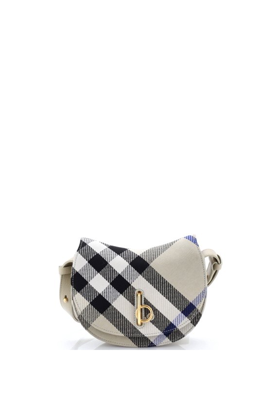 Rocking Horse Shoulder Bag Check Jacquard with Leather Mini By Rebag