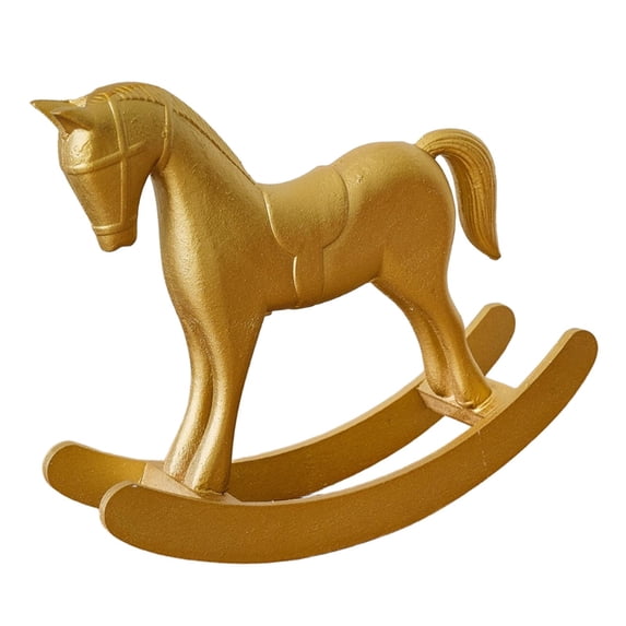 Rocking Horse Statue Wooden Rocking Horse Figurine Table Centerpiece Unique Wood Material for Fireplace Cabinet Bedroom