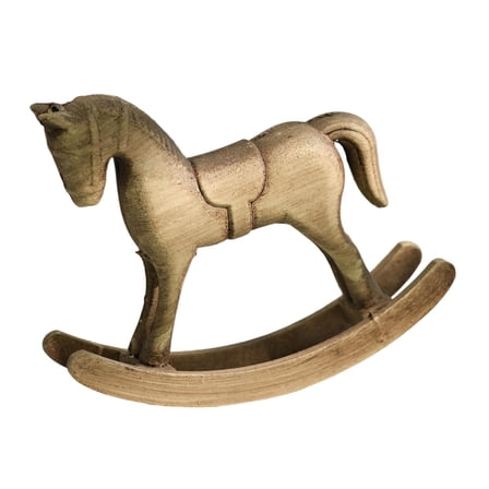 Rocking Horse Statue Wooden Sculpture Home Decoration Vintage Style for Living Room TV Stand Desktop