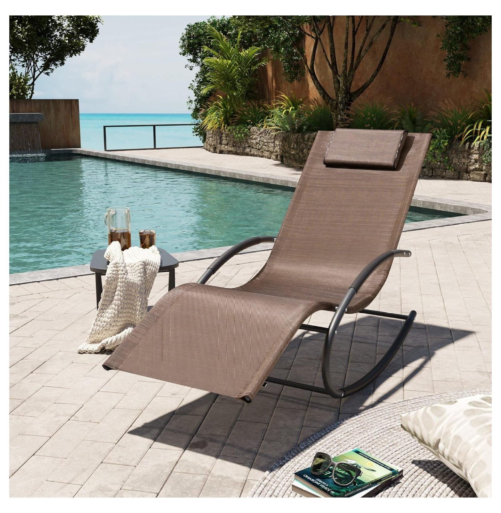 Rocking Outdoor Lounger Chair Chaise Lounge Rocker - Patio Lounge Chair ...