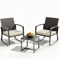 thumbnail image 1 of Rocking Patio Bistro Sets - All-Weather - 3 Piece Rattan Conversation Furniture Set, Wicker Outdoor Front Porch Chair for Balcony, Porch, Garden, Backyard, Poolside,Beige, 1 of 8