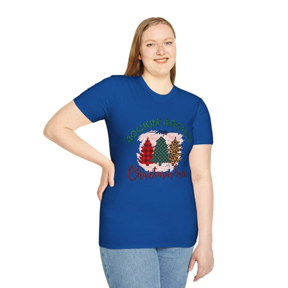 Rocking Plaid Christmas Cheer Dancing Graphic Novelty Tshirt