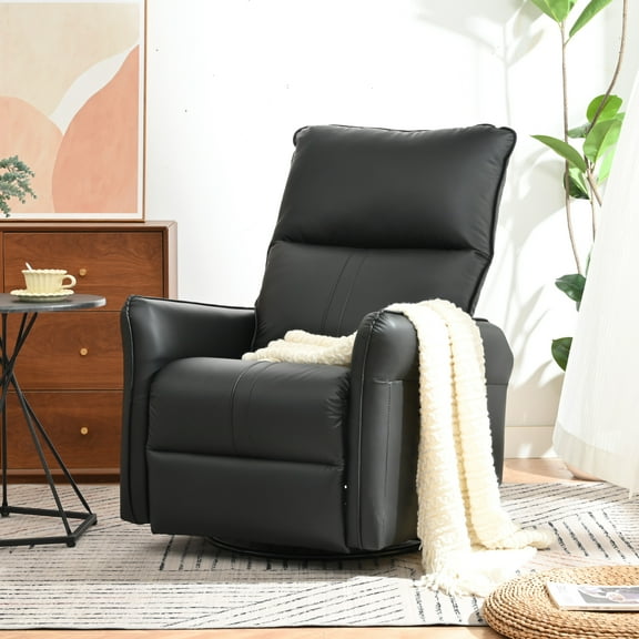 Rocking Recliner Chair,360 Degree Swivel Nursery Rocking Chair,Glider Chair,Modern Small Rocking Swivel Recliner Chair for Bedroom,Living Room Chair Home Theater Seat,Side Pocket(Brown)