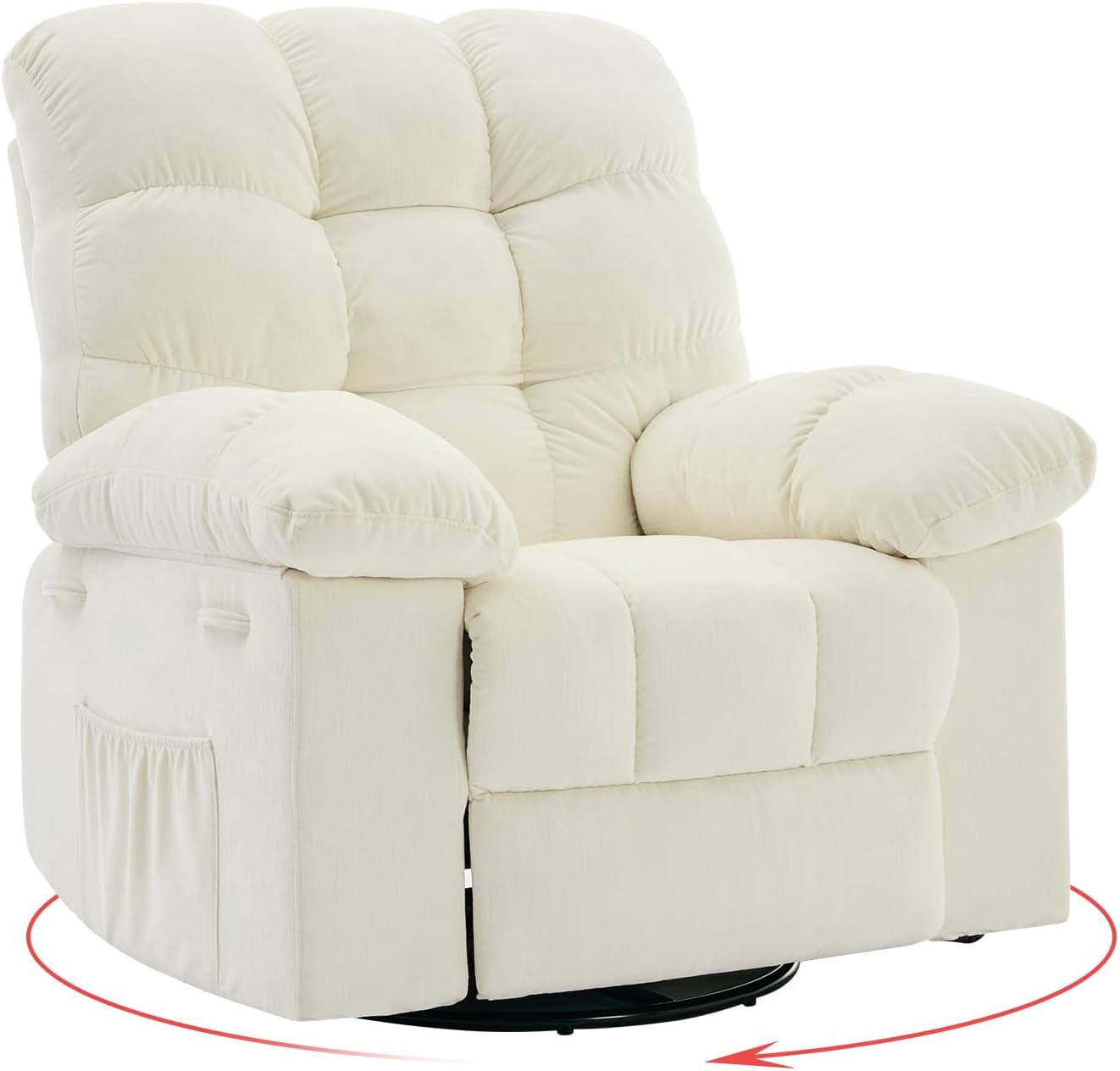 Rocking Recliner Chair,360° Swivel,30° Rocking,135° Tilt,Chenille Upholstery,Q235 Steel Frame Glider Nursery Chair for Small Spaces
