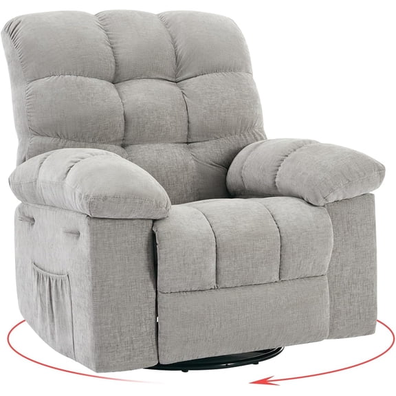 Rocking Recliner Chair,360 Swivel,30 Rocking,135 Tilt,Chenille Upholstery,Q235 Steel Frame Glider Nursery Chair for Small Spaces