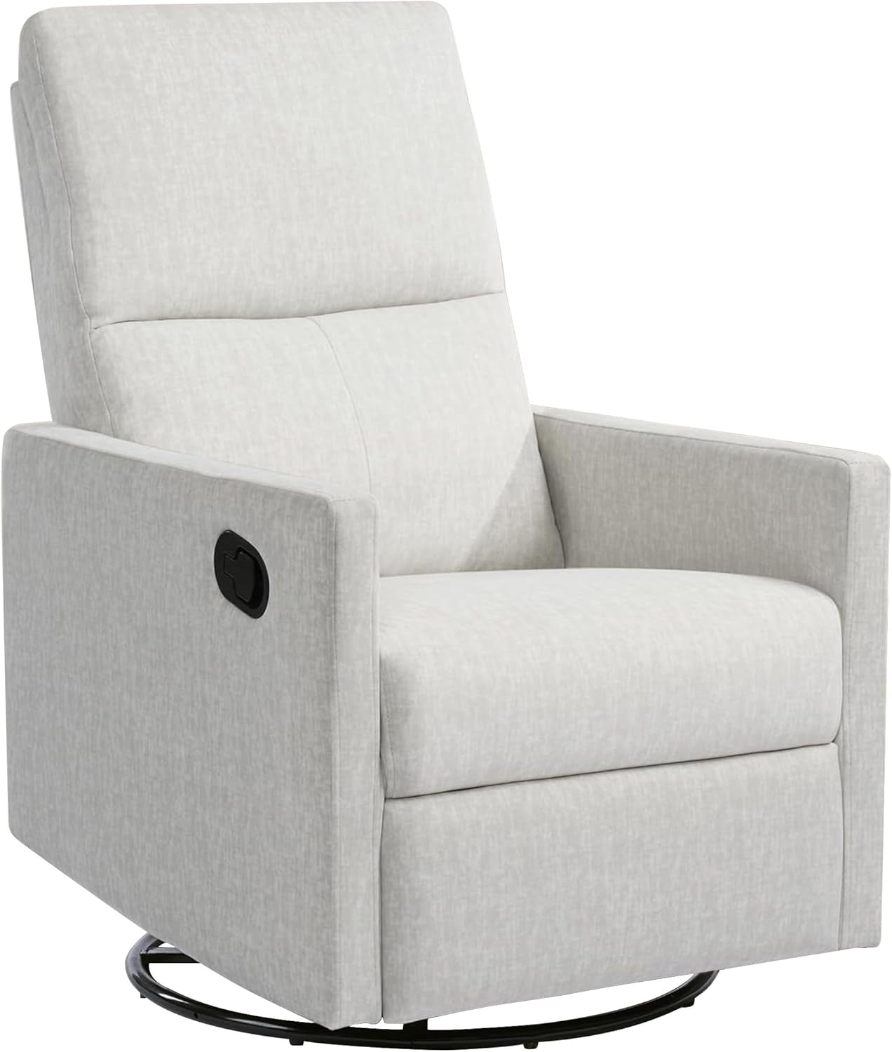 URRED Rocker Recliner Chair For Adults – 360° Swivel Glider With LED Lights, Cup Holders, Side Pockets, Faux Leather, Black