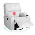 thumbnail image 1 of Rocking Recliner Chair, Massage Rocker Recliner Chair with Vibration Massage and Heat, USB and Type-C Ports,360° Swivel Faux Leather Chairs, Living Room, Bedroom, Nursery, RV, Light Grey, 1 of 8