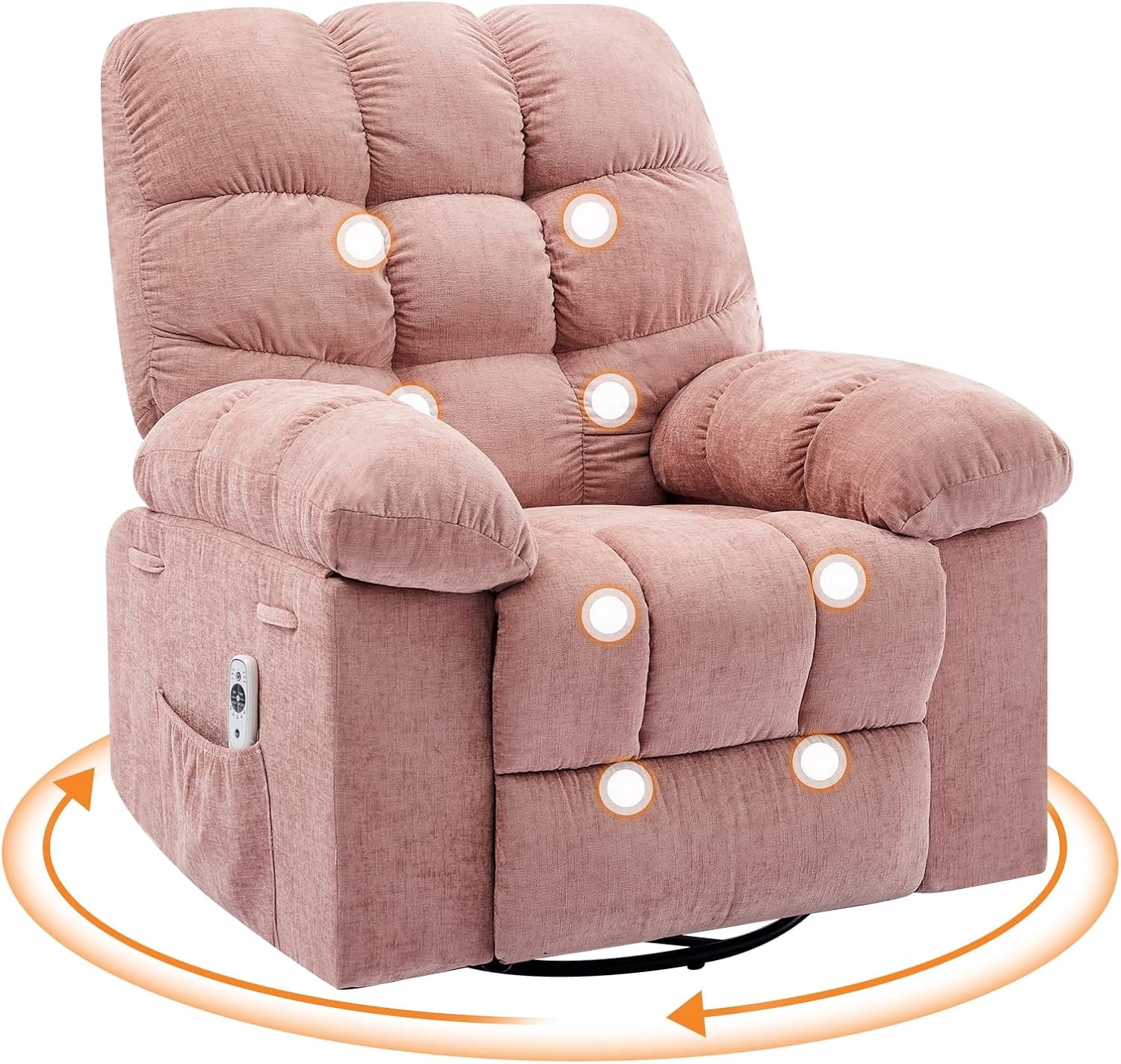 Rocking Recliner Chair with Vibration Massage & Heat, 360° Swivel ...