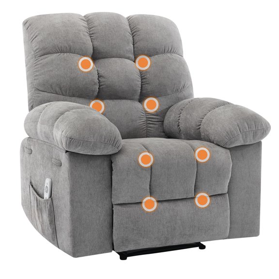 Rocking Recliner Chair for Adults, Upholstered Glider Rocker with Vibration Massage and Heat, Single Sofa for Living Room Bedroom