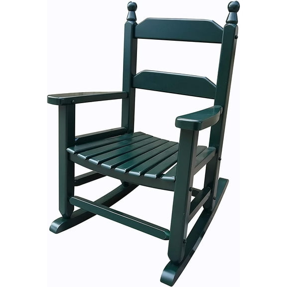 Rocking Rocker - K081DG Durable Dark Green Childās Wood Porch Rocker/Outdoor Rocking Chair - Indoor or Outdoor - Suitable for 3-7 Years Old