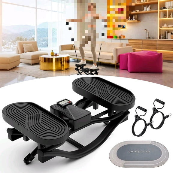 Rocking Stepper Side to Side, 3-in-1 Step Rocker Machine for Home Gym, Lateral Stepper with Resistance Bands, Low Impact Cardio Exercise Equipment for Glutes Thighs Core