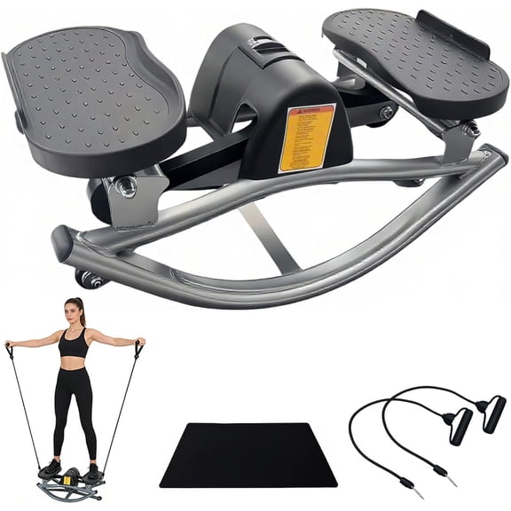 Rocking Steppers for Exercise at Home,3D Motion Stair Stepper with Resistance Bands for Full Body Workout& Low-Impact Balance Board, 330 LBS Loading Capacity Exercise Equipment