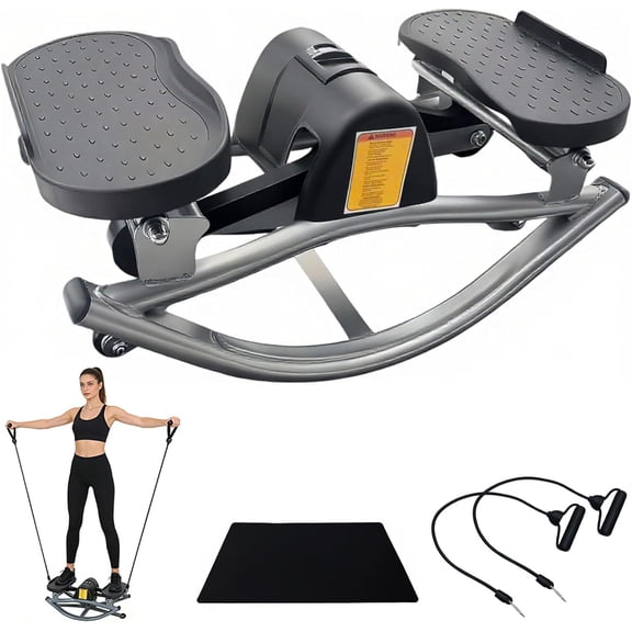 Rocking Steppers for Exercise at Home,Portable Step Rocker Side to Side at Home,3D Motion Stair Stepper with Resistance Bands for Full Body Workout& Low for Apartment and Dormitory