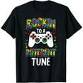 thumbnail image 1 of Rocking To A Different Tune Autism Awareness Gamer Kids Gift T-Shirt, 1 of 4