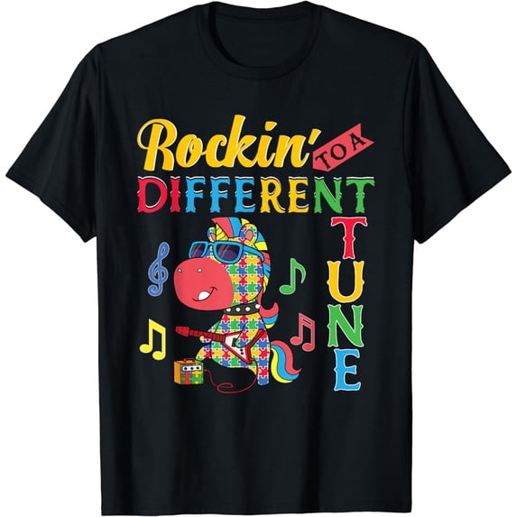 Rocking To A Different Tune Unicorn Autism Awareness T-Shirt
