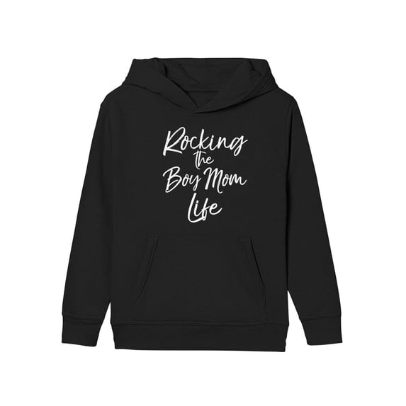 Rocking the Boy Mom Life Hoodie Funny Cute Boy Mom Pullover Pullover Hoodie Black
