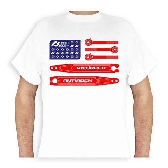 Rockjock RJ-711013-S T-Shirt with American Flag Logo, On Front, White - Small