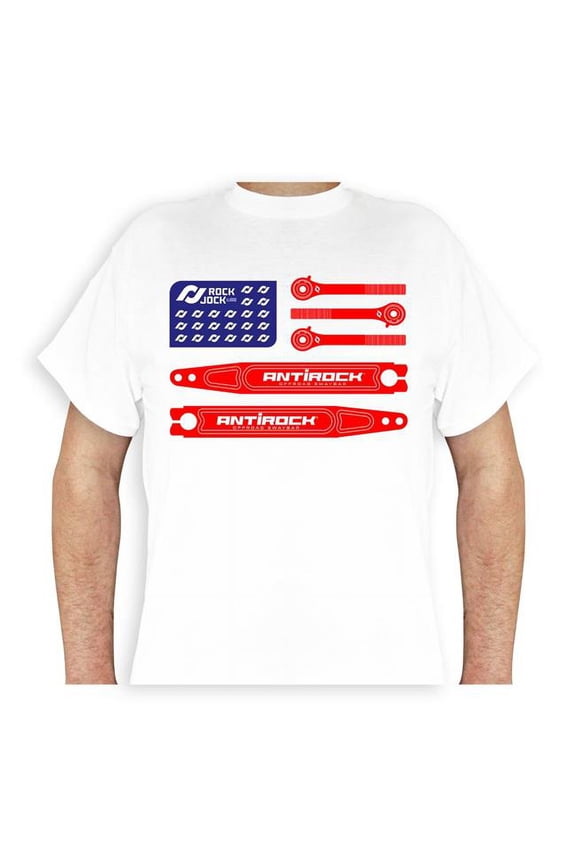 Rockjock RJ-711013-XL T-Shirt with American Flag Logo, On Front, White - Extra Large