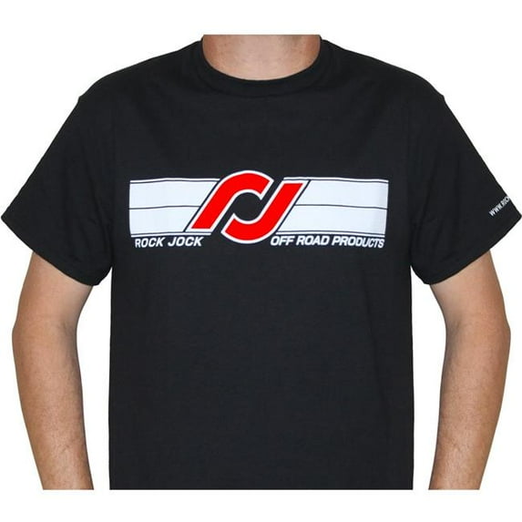 Rockjock RJ-711014-XXL T-Shirt with RJ Logo & Horizontal Stripes, On Front, Black - 2XL