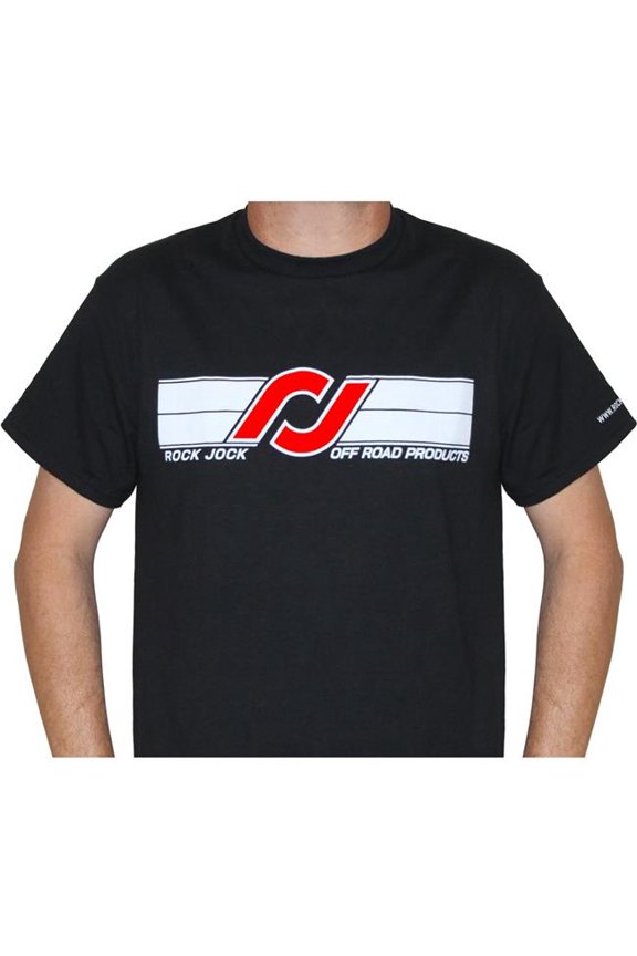 Rockjock RJ-711014-S T-Shirt with RJ Logo & Horizontal Stripes, On Front, Black - Small