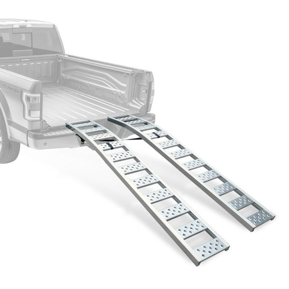 Rockland Arched Aluminum 2-Loading Ramp, 90'' x 12'', 1500 LBS Capacity Sturdy Construction Portable Ramp with Adjustable Safety Straps for Motorcycles, Ebikes and ATVs