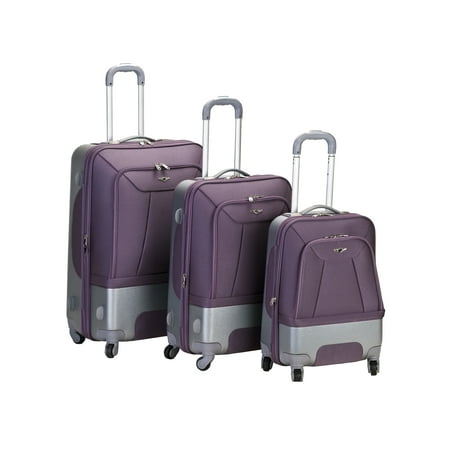 Rockland 20” Unisex 3-Piece Hybrid Softside & Hardside Spinner Luggage Set, Black