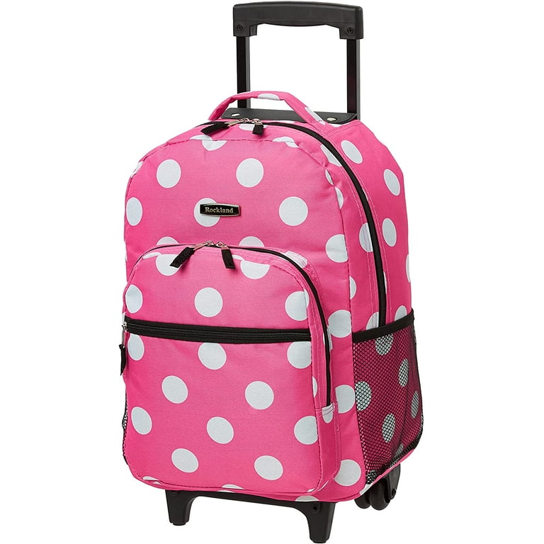 Pink rolling outlet backpack