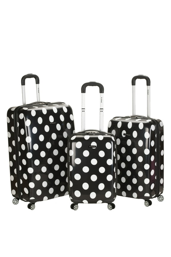 Luggage 3-Piece Hardside ABS Spinning Luggage Set, Black Dot