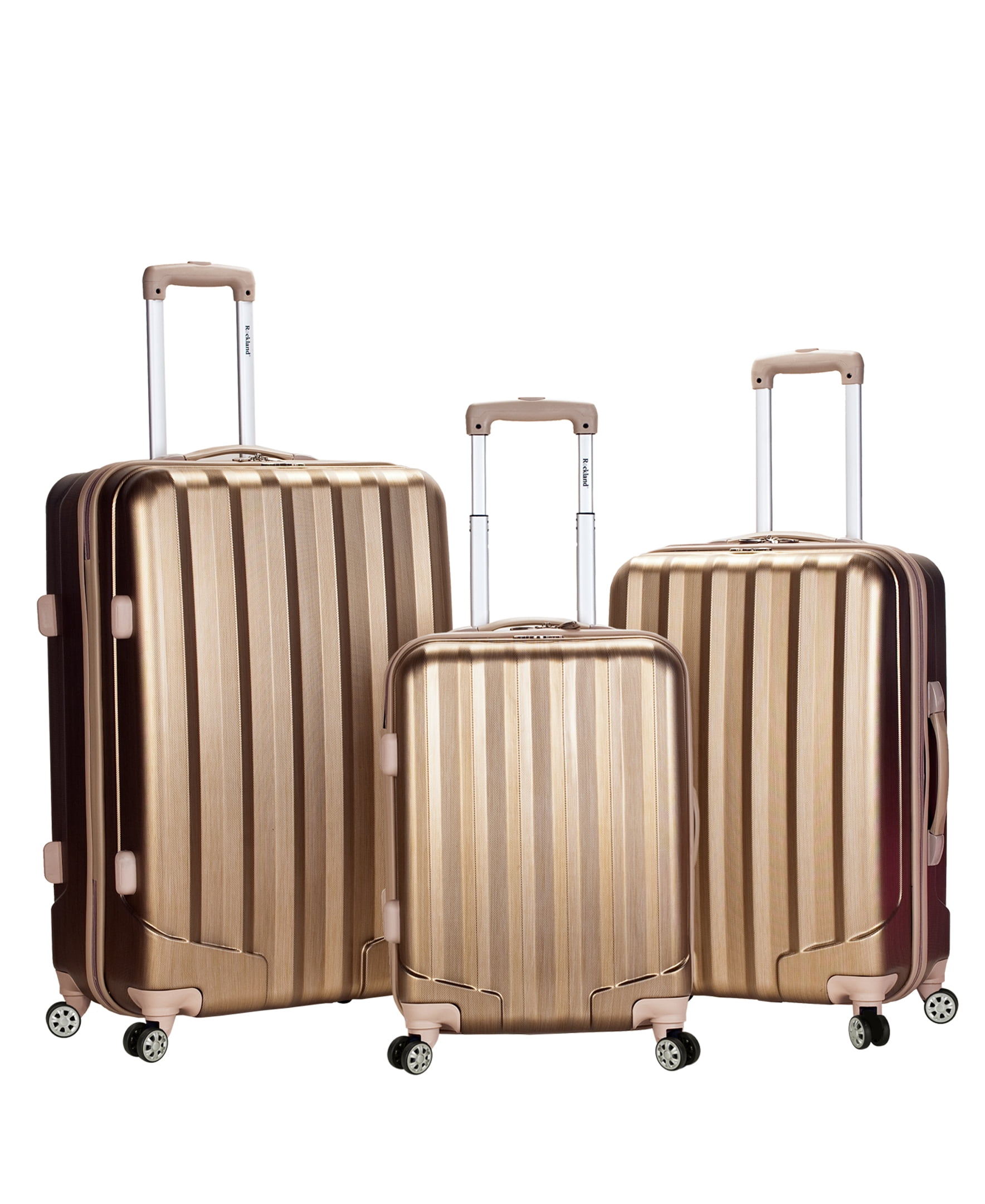Rockland Luggage 3-Piece Metallic Hardside ABS Spinning Luggage