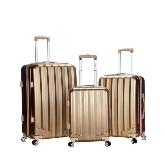 Rockland Luggage 3-Piece Metallic Hardside ABS Spinning Luggage Set