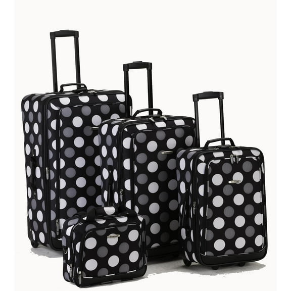 Rockland 11 inches Teen Adult 4-Piece Polka Dot Softside Luggage Sets, Gray