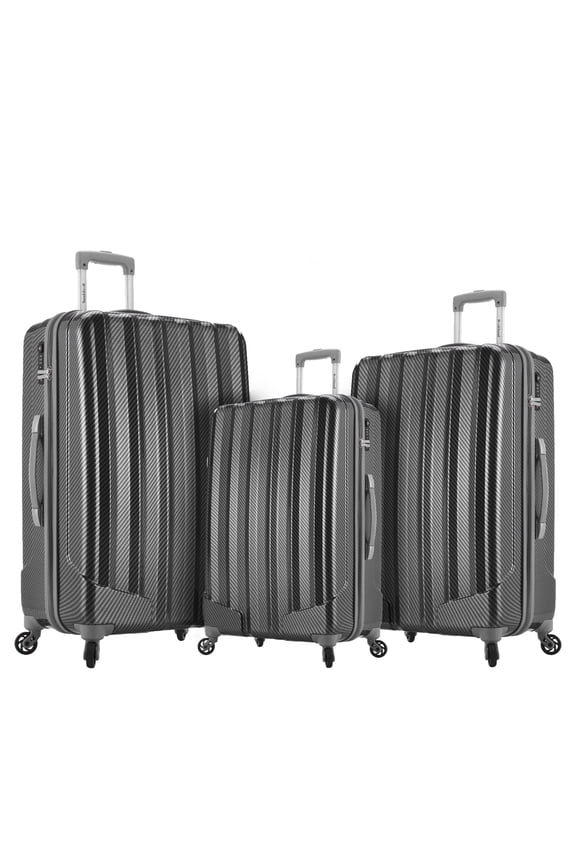 Luggage Barcelona Piece Hardside Polycarbaonate /ABS Lugage Set with 6 Piece Travel Set & Luggage Cover, Black